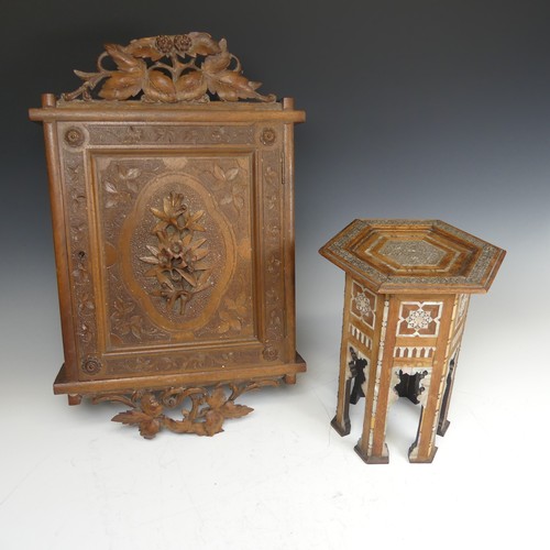 433 - An Antique black forest key Box, broken parts present, W 27.5 cm x H 44 cm x D 7 cm, together with a... 