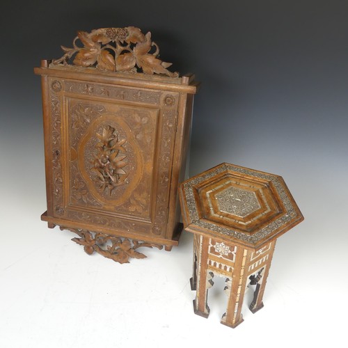 433 - An Antique black forest key Box, broken parts present, W 27.5 cm x H 44 cm x D 7 cm, together with a... 