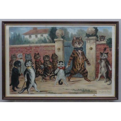 173 - After Louis Wain (British, 1860-1939), 'The Naughty Puss', and ‘The Good Puss’, lithograph in colour... 