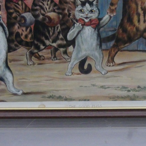 173 - After Louis Wain (British, 1860-1939), 'The Naughty Puss', and ‘The Good Puss’, lithograph in colour... 