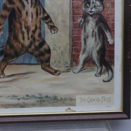 173 - After Louis Wain (British, 1860-1939), 'The Naughty Puss', and ‘The Good Puss’, lithograph in colour... 