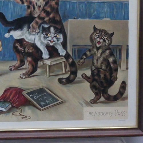 173 - After Louis Wain (British, 1860-1939), 'The Naughty Puss', and ‘The Good Puss’, lithograph in colour... 