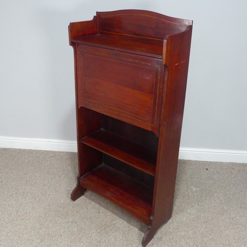 439 - An Edwardian mahogany slim upright Desk / Bureau bookcase, the fall front with appointed interior an... 