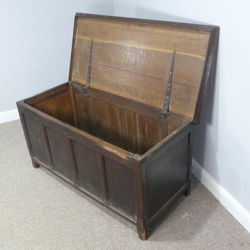 442 - An Antique oak four-panel Coffer, with associated top, W 122 cm x H 59 cm x D 56 cm.... 