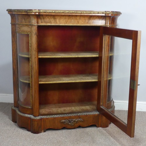 444 - A Victorian gilt metal mounted walnut Credenza, central glass door with gilt metal surround, flanked... 