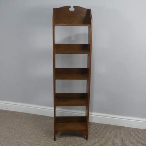 447 - An Arts and Crafts thin oak open Bookcase, W 30.5 cm x H 117 cm x D 15.5 cm.