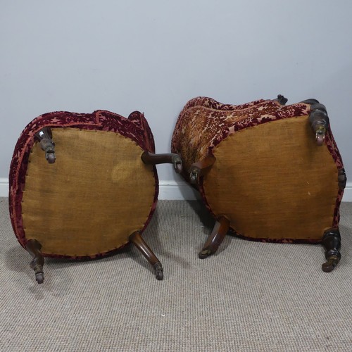 448 - A Victorian mahogany show-frame Armchair, W 62 cm x H 77 cm x D 72 cm, together with another similar... 