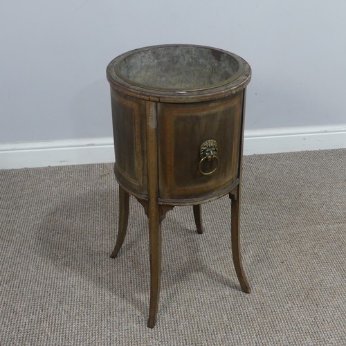 449 - A Regency style inlaid mahogany green stained Planter, with metal liner, gilt metal lion handles to ... 