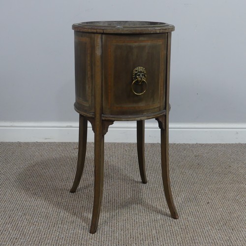 449 - A Regency style inlaid mahogany green stained Planter, with metal liner, gilt metal lion handles to ... 