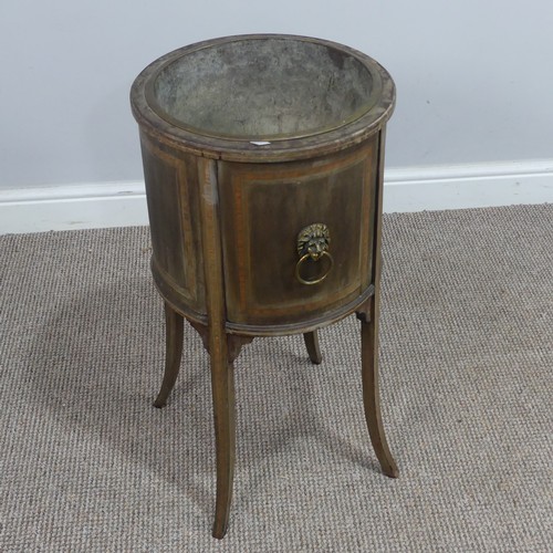 449 - A Regency style inlaid mahogany green stained Planter, with metal liner, gilt metal lion handles to ... 