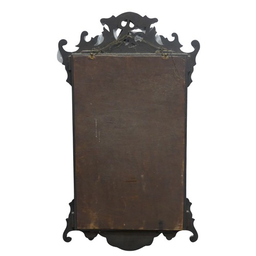 454 - A Georgian style Antique mahogany framed wall Mirror, the top apron with gilt painted exotic bird, W... 