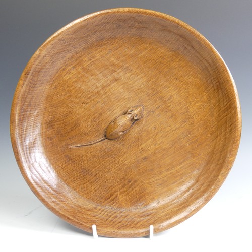 470 - Robert 'Mouseman' Thompson of Kilburn: A carved English oak circular Dish, adzed inside and out, wit... 