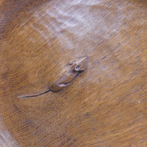 470 - Robert 'Mouseman' Thompson of Kilburn: A carved English oak circular Dish, adzed inside and out, wit... 