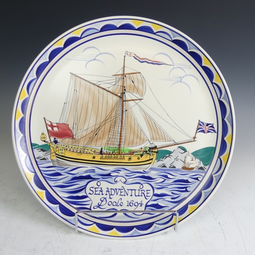 64 - A Poole Pottery 'Sea Adventure' memorial Charger, designed by Arthur Bradbury and painted by Karen H... 