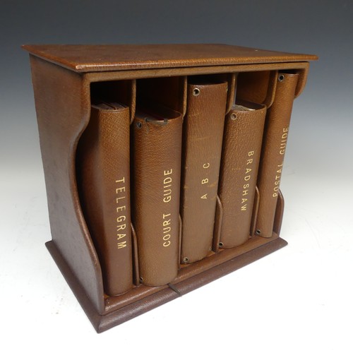 473 - Asprey London: An early 20th century leather Desk Stationary Rack, or desk set / telegram rack, incl... 