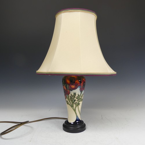 67 - A Moorcroft 'Poppy' pattern Lamp Base, tubelined in typical style with corresponding shade, H 44cm w... 