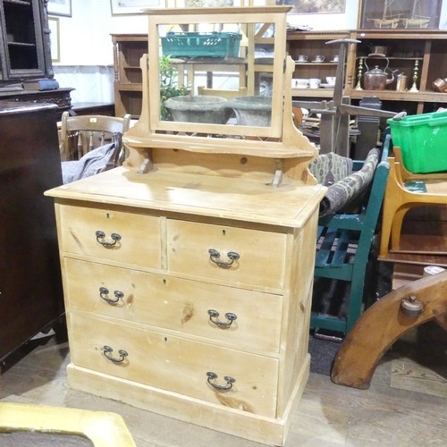 486 - An Edwardian pine Single Wardrobe, on plinth base, W 80 cm x H 174 cm x D 42 cm, together with An An... 