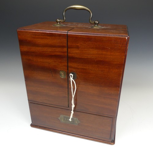 499 - A 19th century apothecary travelling medicine Box, with brass carrying handle to top, the hinged doo... 