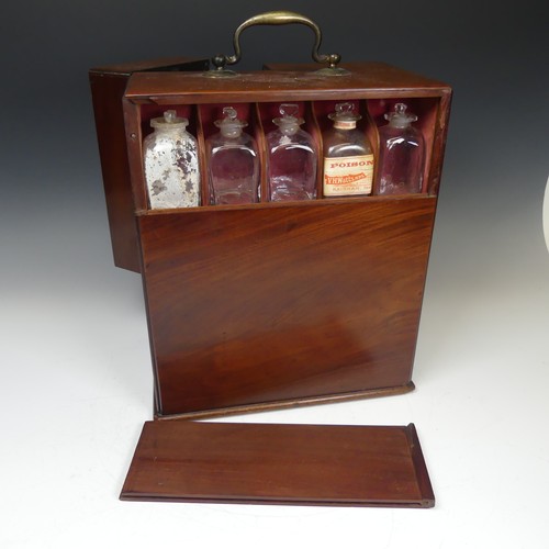 499 - A 19th century apothecary travelling medicine Box, with brass carrying handle to top, the hinged doo... 