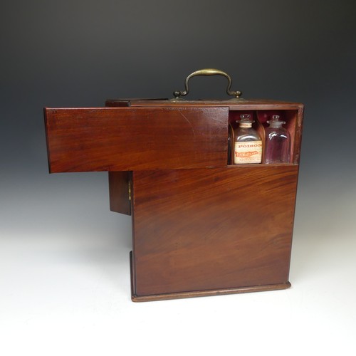 499 - A 19th century apothecary travelling medicine Box, with brass carrying handle to top, the hinged doo... 