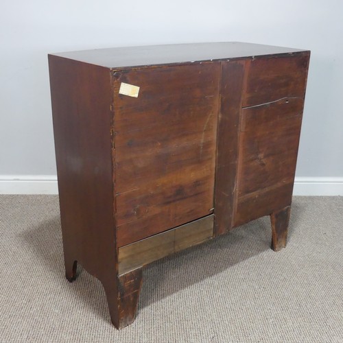 508 - An Antique mahogany bowfront Chest of drawers, with decorative bronze metal oval handles and locks s... 