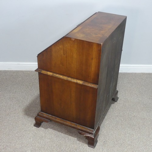 509 - A small Georgian flame mahogany Bureau, sloped fall front enclosing gilt tooled writing skiver and f... 