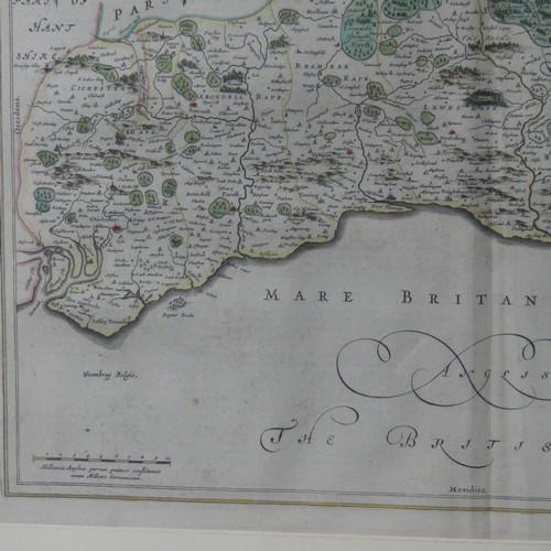 198 - Sussex, map by Blaeu (Johannes), Suthsexia Vernacule Sussex, Amsterdam, 17th century, engraving with... 