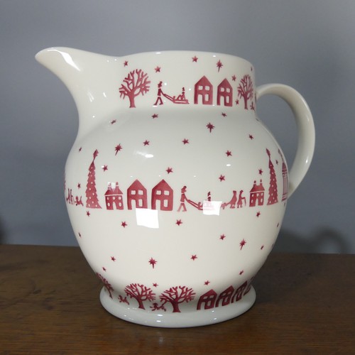 75 - A quantity of Emma Bridgewater pottery 'Christmas Town' Wares, to comprise a large Jug, H 22cm, a Fr... 