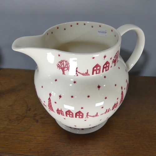 75 - A quantity of Emma Bridgewater pottery 'Christmas Town' Wares, to comprise a large Jug, H 22cm, a Fr... 