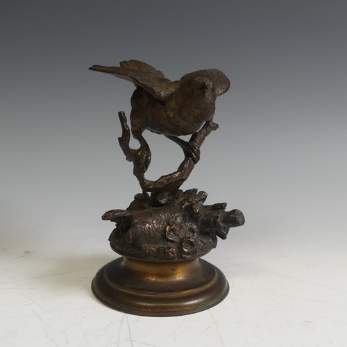 125 - Ferdinand Pautrot (1832-1874), gilt bronze of a Bird on a branch, signed, H 12 cm.