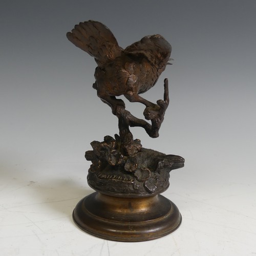 125 - Ferdinand Pautrot (1832-1874), gilt bronze of a Bird on a branch, signed, H 12 cm.