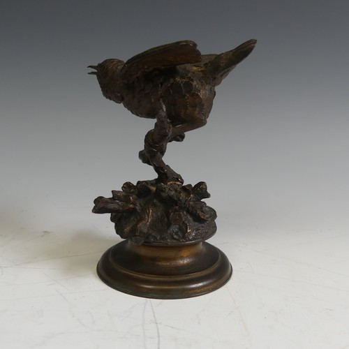 125 - Ferdinand Pautrot (1832-1874), gilt bronze of a Bird on a branch, signed, H 12 cm.