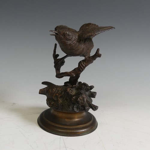 125 - Ferdinand Pautrot (1832-1874), gilt bronze of a Bird on a branch, signed, H 12 cm.