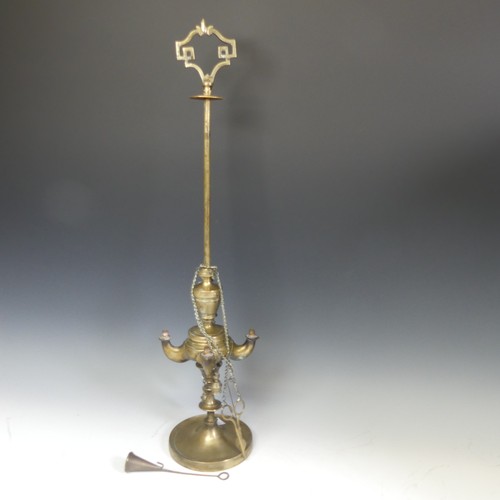 415 - A Lucerna Venetian brass Reading Lamp, with some attempt to convert to electricity, H 67cm.... 