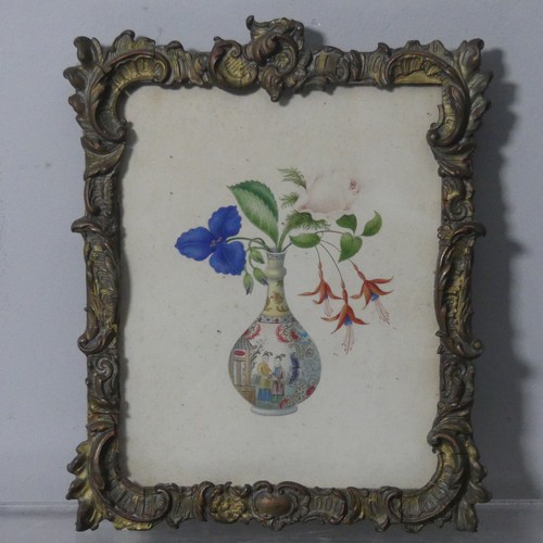 151 - Early 20th century School, Still life of Chinese vase with flowers, watercolour, 21cm x 17cm, framed... 