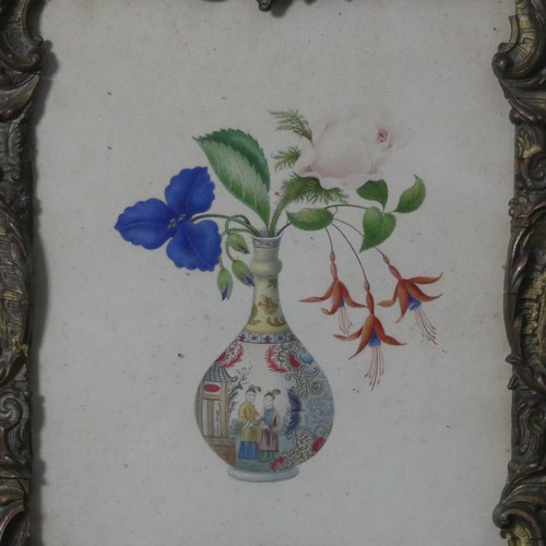 151 - Early 20th century School, Still life of Chinese vase with flowers, watercolour, 21cm x 17cm, framed... 