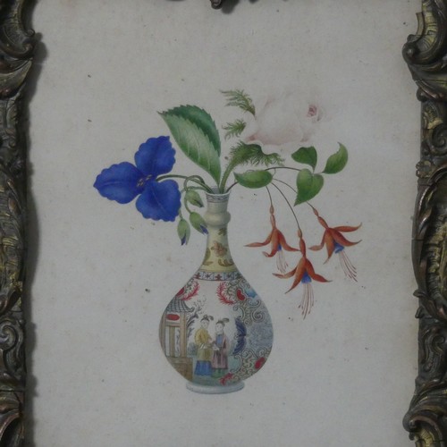 151 - Early 20th century School, Still life of Chinese vase with flowers, watercolour, 21cm x 17cm, framed... 