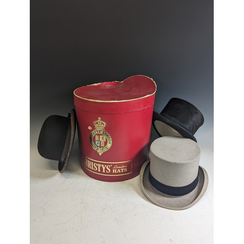 461 - Vintage Fashion - two early 20th century Top Hats, one black by Woodrow of Piccadilly, size 7¼, the ... 