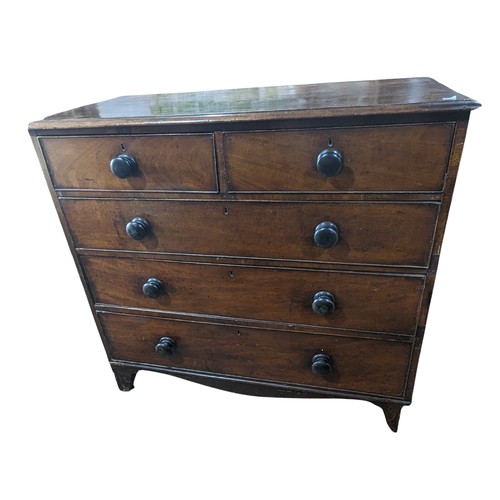 487 - An Early 19th century mahogany Chest of Drawers, with two short beaded drawers over three long gradu... 