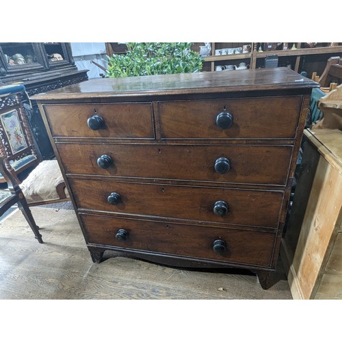 487 - An Early 19th century mahogany Chest of Drawers, with two short beaded drawers over three long gradu... 