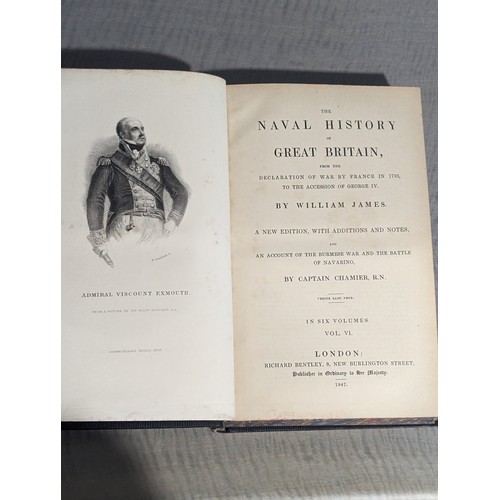 222 - James (William); 'The Naval History of Great Britain', new edition with additions and notes, six vol... 