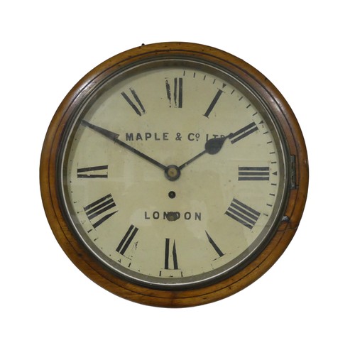 235 - A 19th century mahogany Maple & Co, London single fusee Wall Clock, 12 inch painted dial with Ro... 