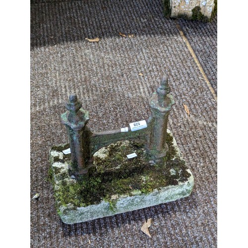 528 - An Antique cast iron painted Boot Scraper, with reconstituted stone base, W 33 cm x H 33 cm x D 20 c... 