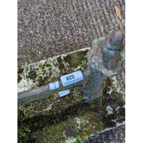 528 - An Antique cast iron painted Boot Scraper, with reconstituted stone base, W 33 cm x H 33 cm x D 20 c... 