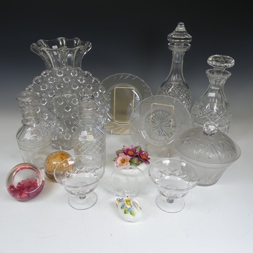 83A - A small quantity of cut and moulded Glassware, to comprise footed celery Vase with notched exterior,... 