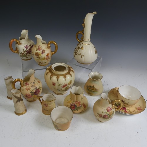 100 - A small quantity of blush ivory Royal Worcester Wares, including Jugs, Teacups, Saucers, etc. 14 pie... 