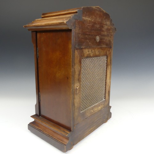 288 - An Early 20th century Edwardian German Mantle Clock, marquetry case and silvered dial, the movement ... 