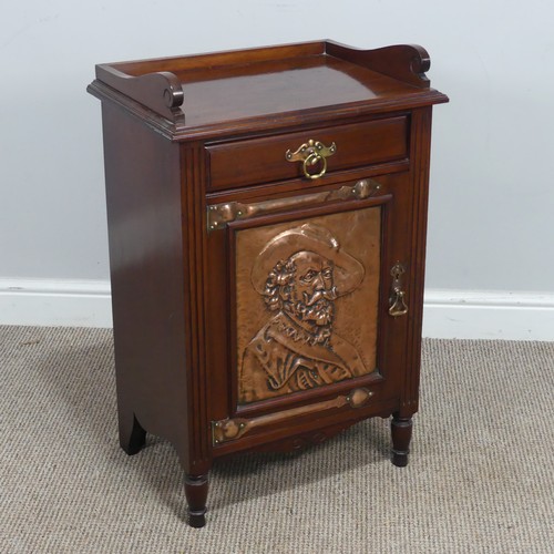 627 - An Arts and Crafts mahogany Smoker's Cabinet, in the style of Shapland and Petter, with copper strap... 