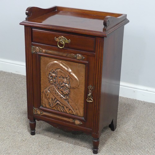 627 - An Arts and Crafts mahogany Smoker's Cabinet, in the style of Shapland and Petter, with copper strap... 