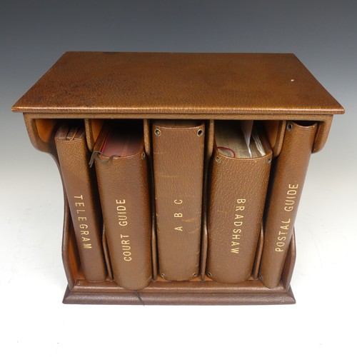 324 - Asprey London: An early 20th century leather Desk Stationery Rack, or desk set / telegram rack, incl... 